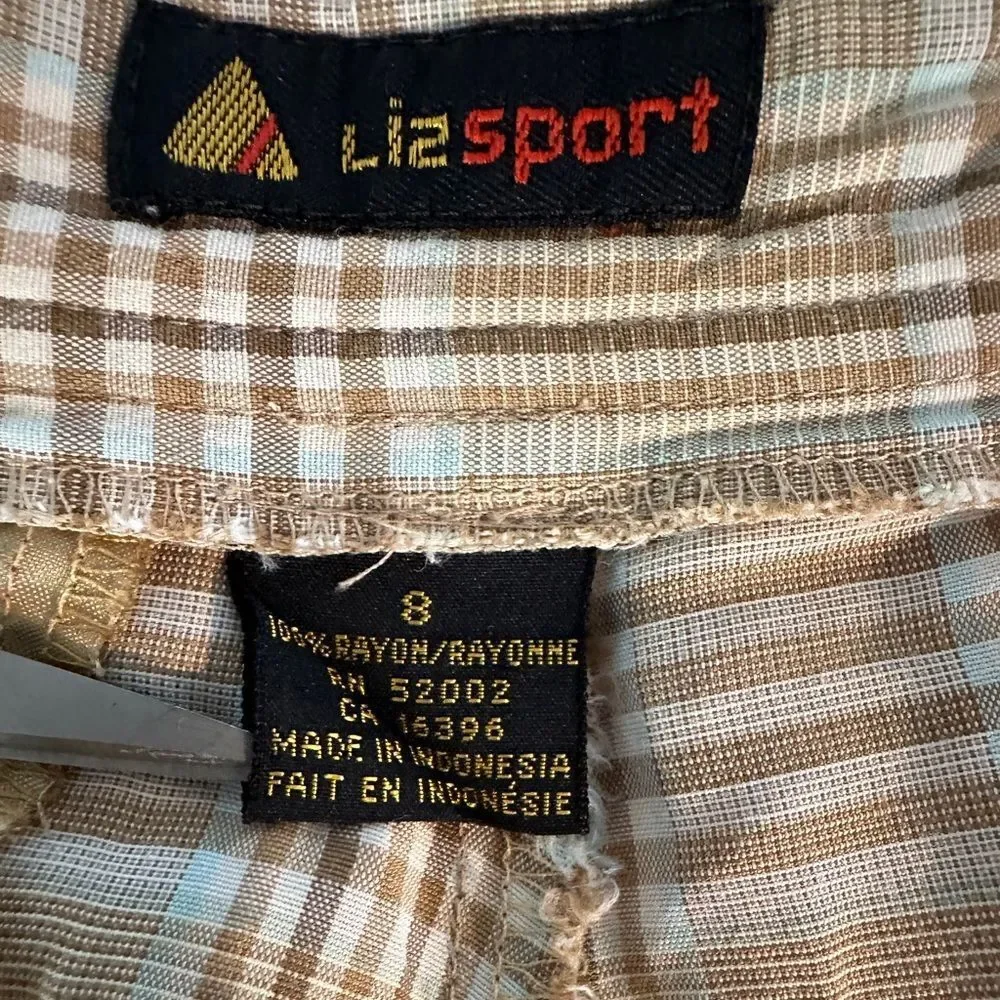80s Vintage Shorts Liz Sport Plaid Pleated High Waist Shorts with Pockets Size 8